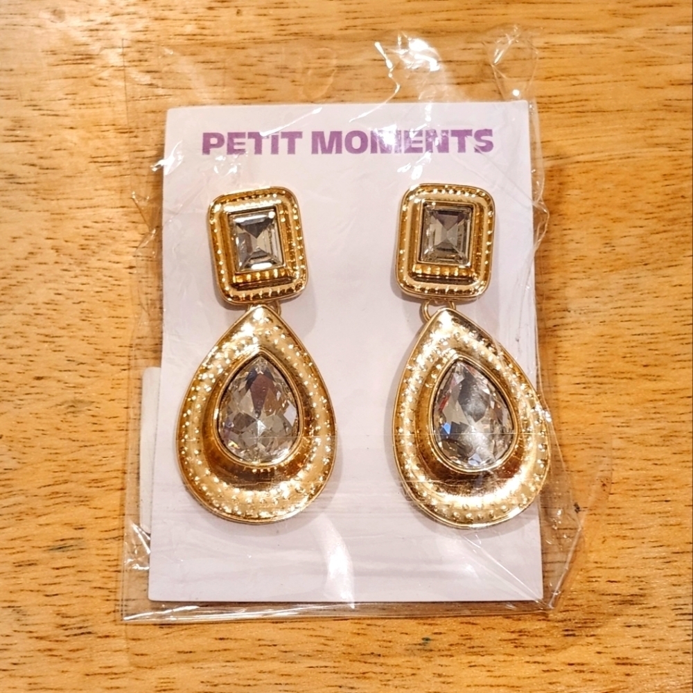 *3 For $30* Petit Moments DangleEarrings - Gold Tone And Clear Crystal